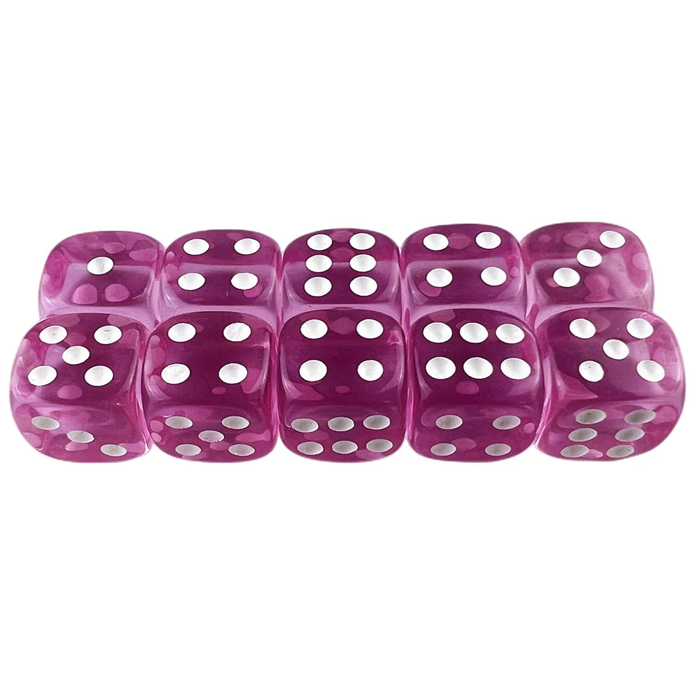 10pcs Transparent Colourful 6-sided Dice Set