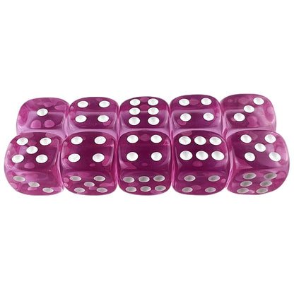 10pcs Transparent Colourful 6-sided Dice Set