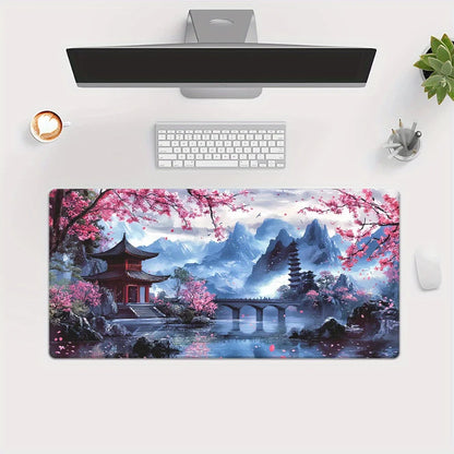 Cherry Blossom Landscape Desk and Keyboard Mat