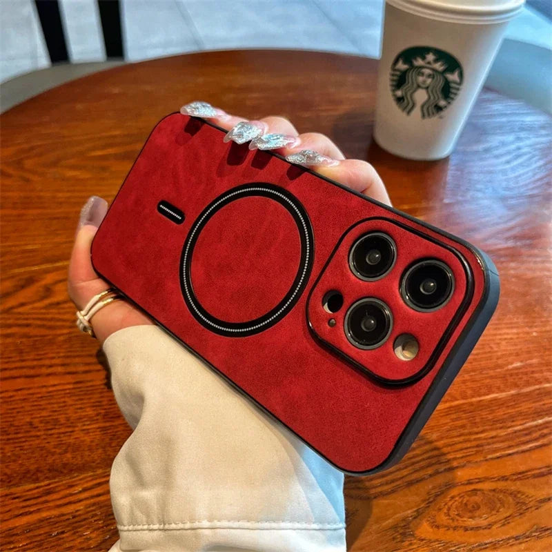 Luxury Faux Leather MagSafe Case (for iPhone)