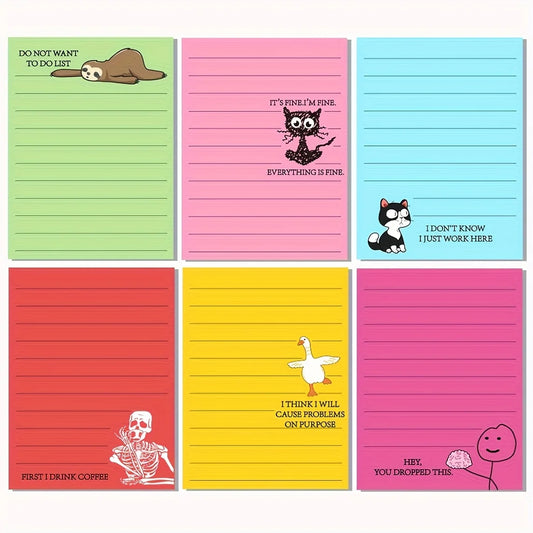 6 pack of Funny Office Humour Sticky Note Pads