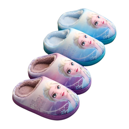 Kids Fluffy Winter Slippers with Elsa