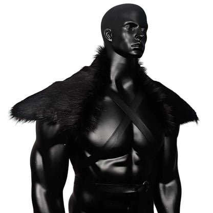Medieval Viking Faux Fur Shoulder Cape Costume for Men
