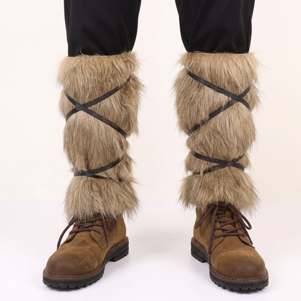 Viking Faux Fur Leg Warmers – Medieval Boot Covers
