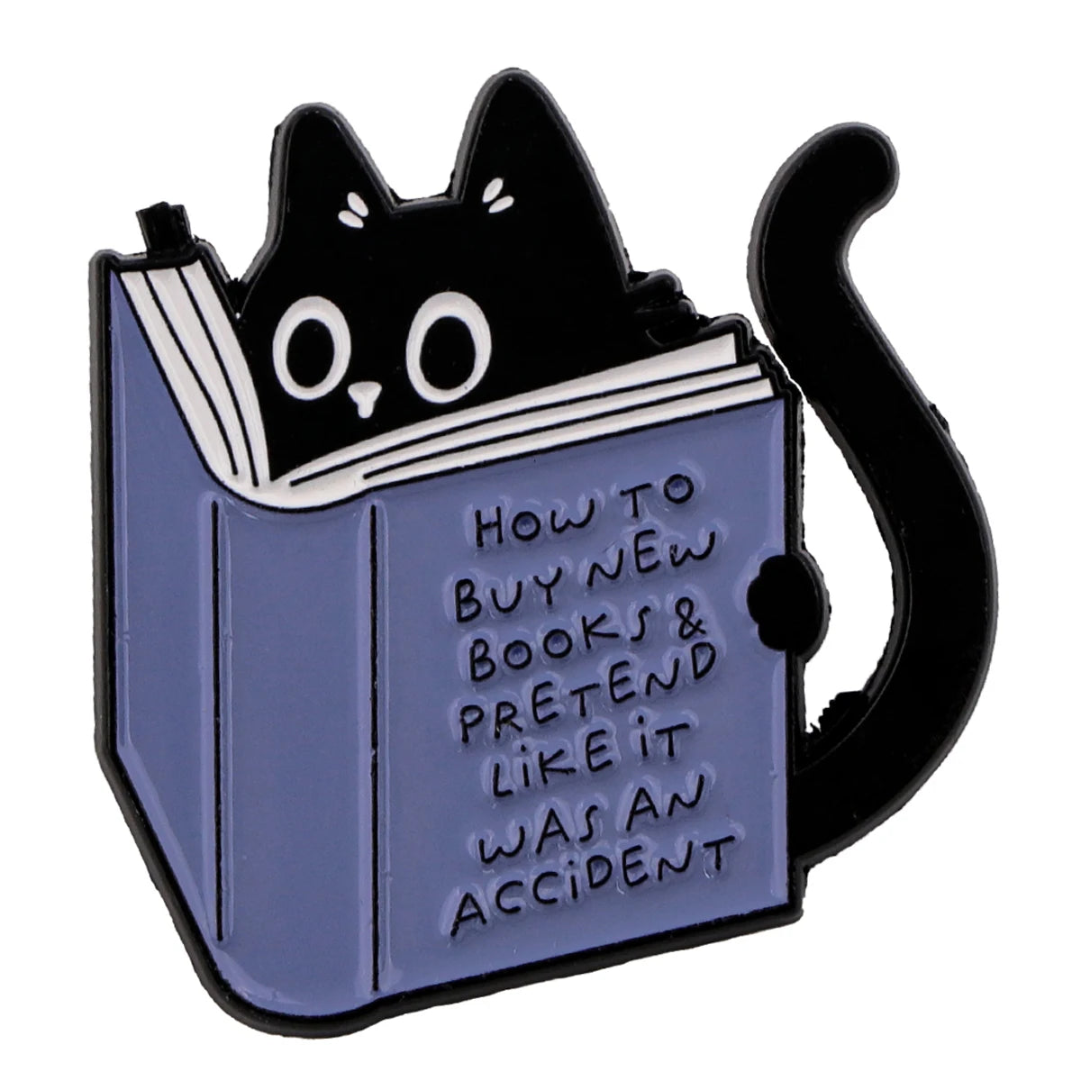 Black Cat Book Lover Enamel Pin
