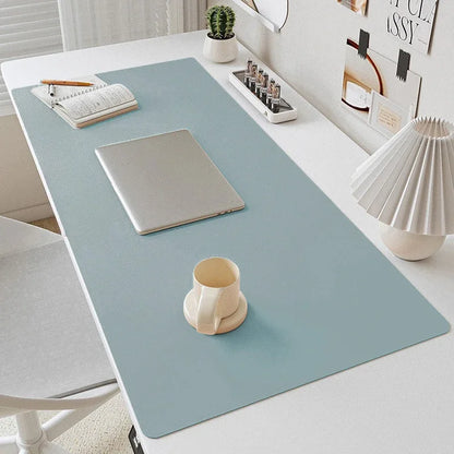 Solid Colour PU Leather Waterproof Desk Mat