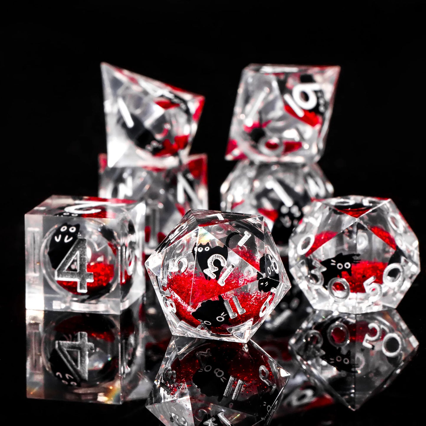 Cat Themed Resin Dice Set for DND 7pcs
