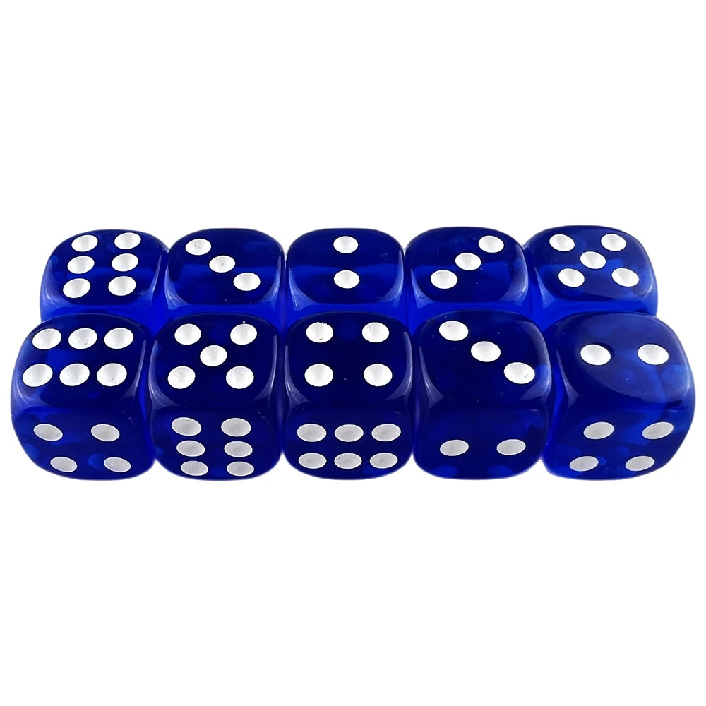 10pcs Transparent Colourful 6-sided Dice Set