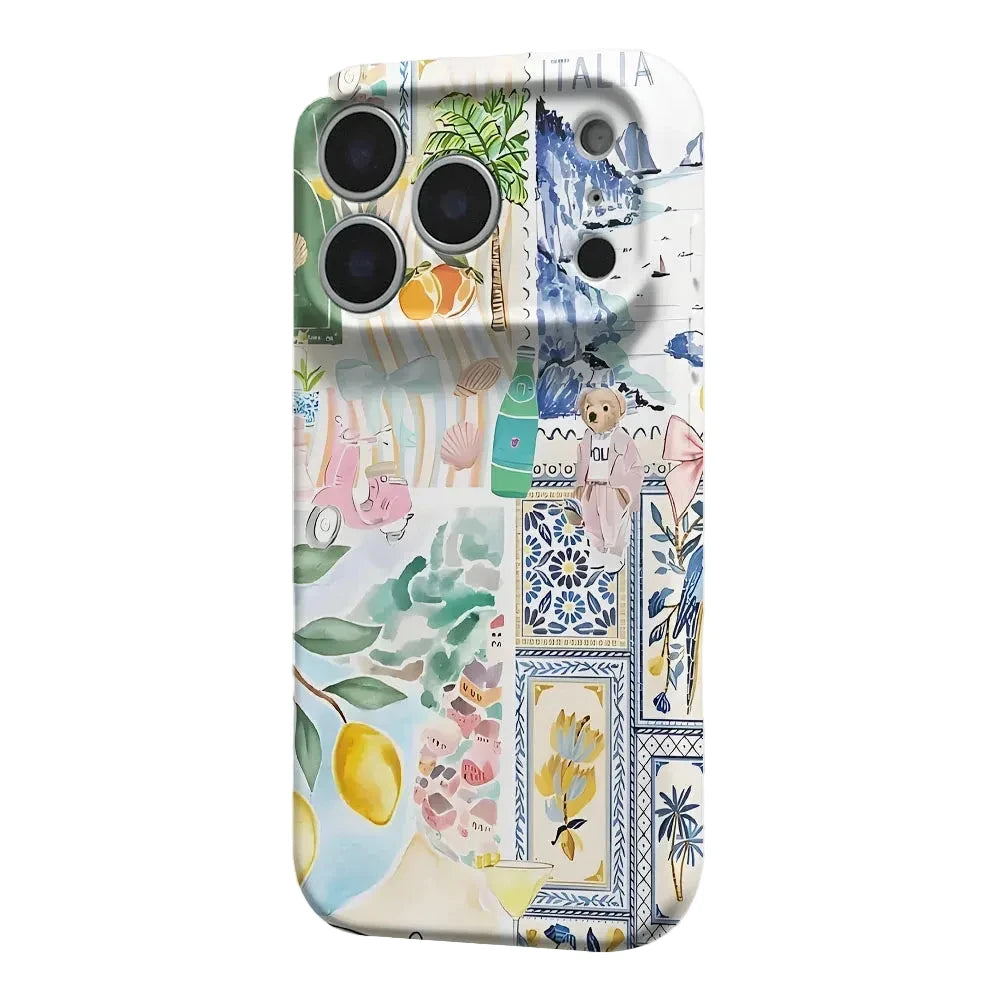 Colourful illustrated Mediterranean iPhone case