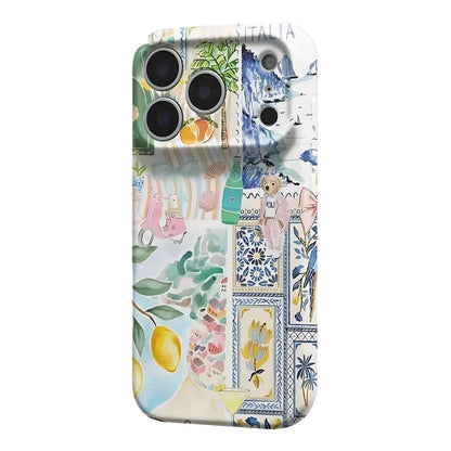 Colourful illustrated Mediterranean iPhone case