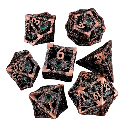 Hollow Dragon Metal Dice Set – 7-Piece RPG Dice