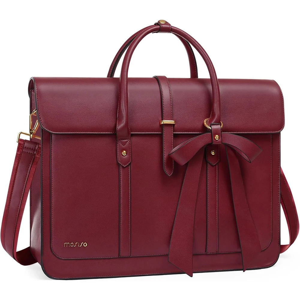 Bow PU Leather Briefcase Laptop Bag