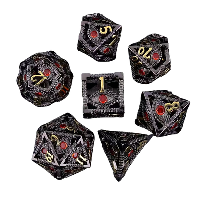 Hollow Dragon Metal Dice Set – 7-Piece RPG Dice