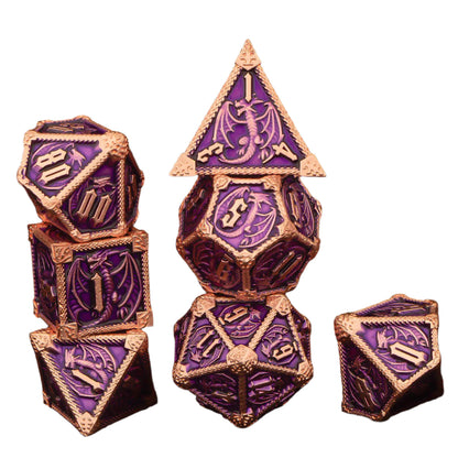 7 Piece Dice Set of Metal Dungeons and Dragons
