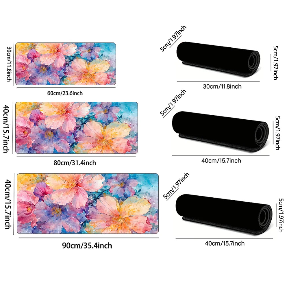 Watercolour Flowers Computer Desk Mat