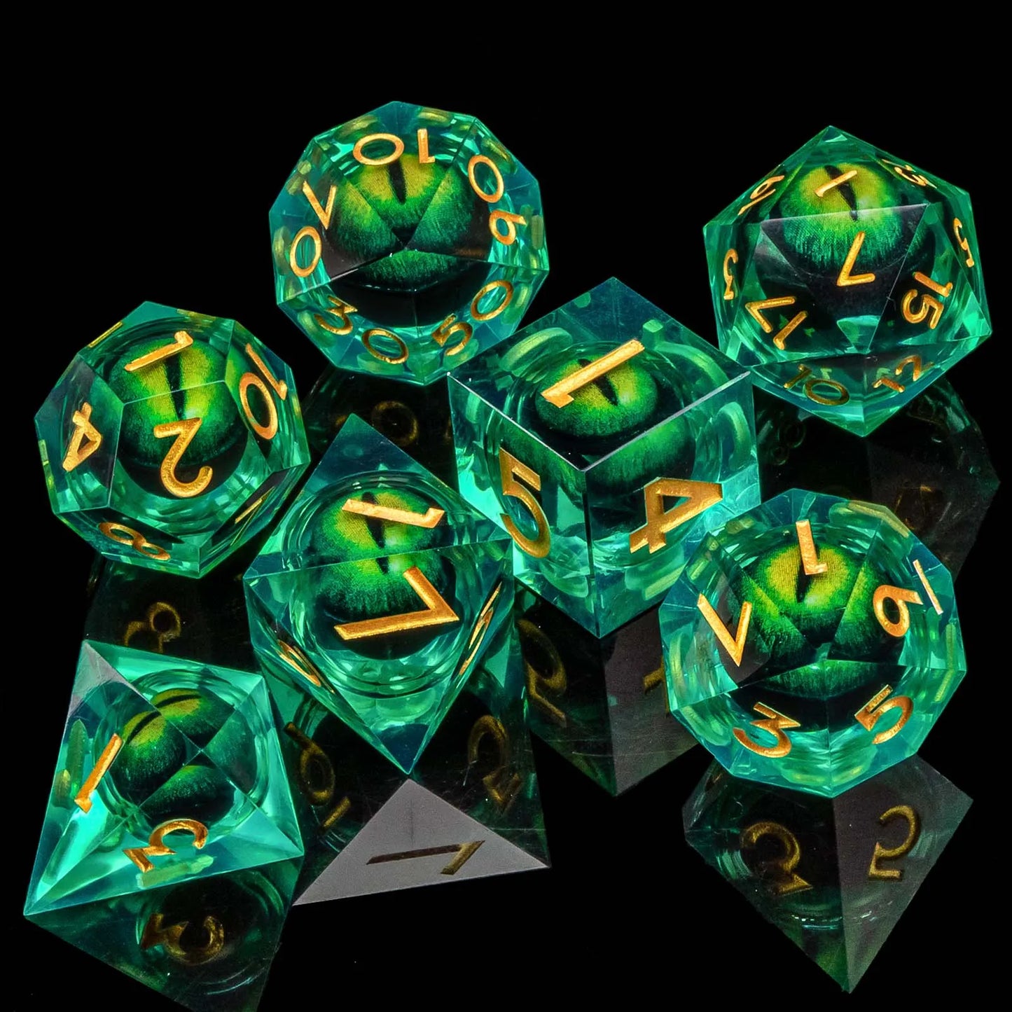 Creepy Eyes Resin Dice Set for DND 7 pieces
