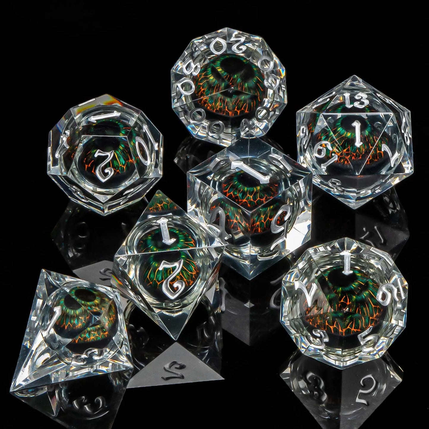 Creepy Eyes Resin Dice Set for DND 7 pieces