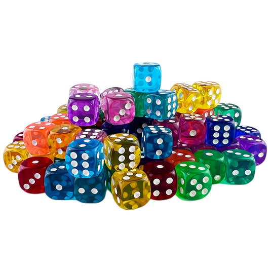 10pcs Transparent Colourful 6-sided Dice Set