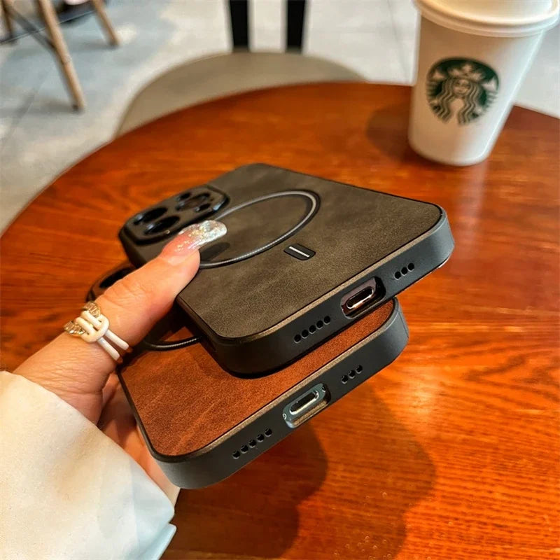 Luxury Faux Leather MagSafe Case (for iPhone)