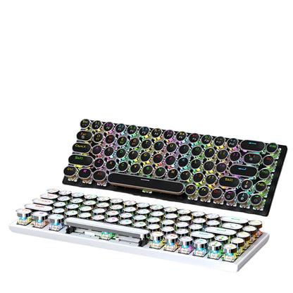 Mechanical keyboard with colorful keycaps on a white background