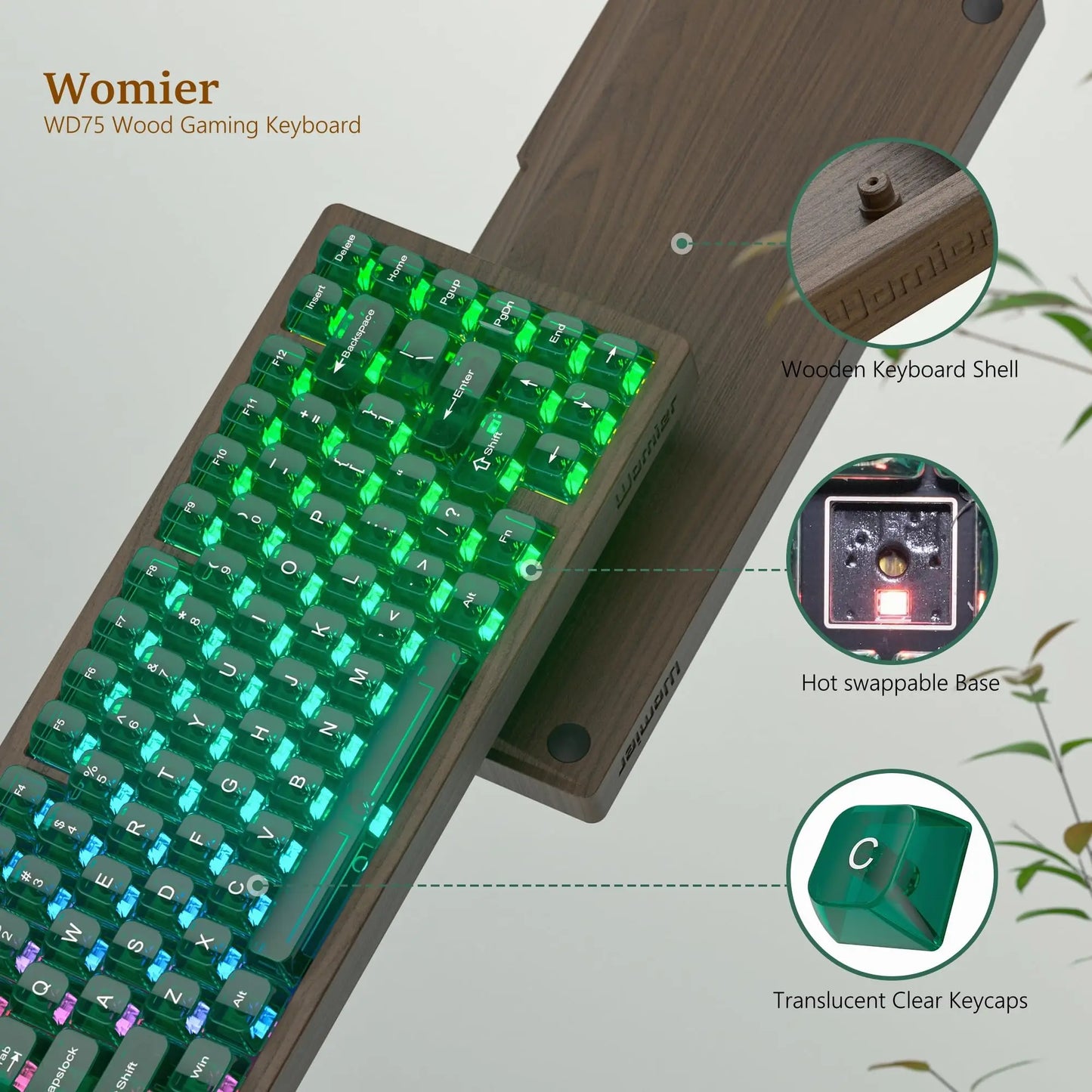 Womier WD75 Wooden Gaming Mechanical Keyboard
