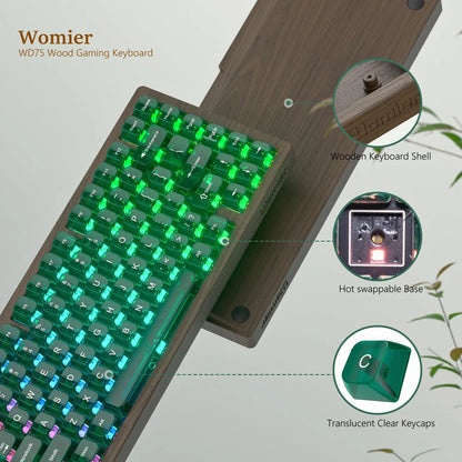 Womier WD75 Wooden Gaming Mechanical Keyboard