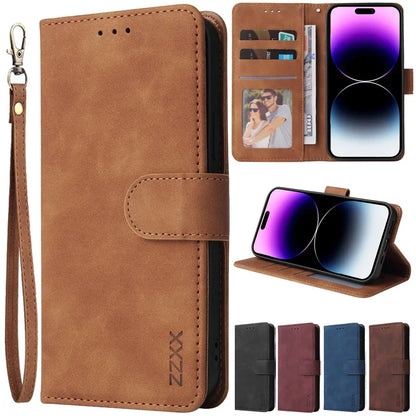 Protective Faux Leather Flip iPhone Case - Brown