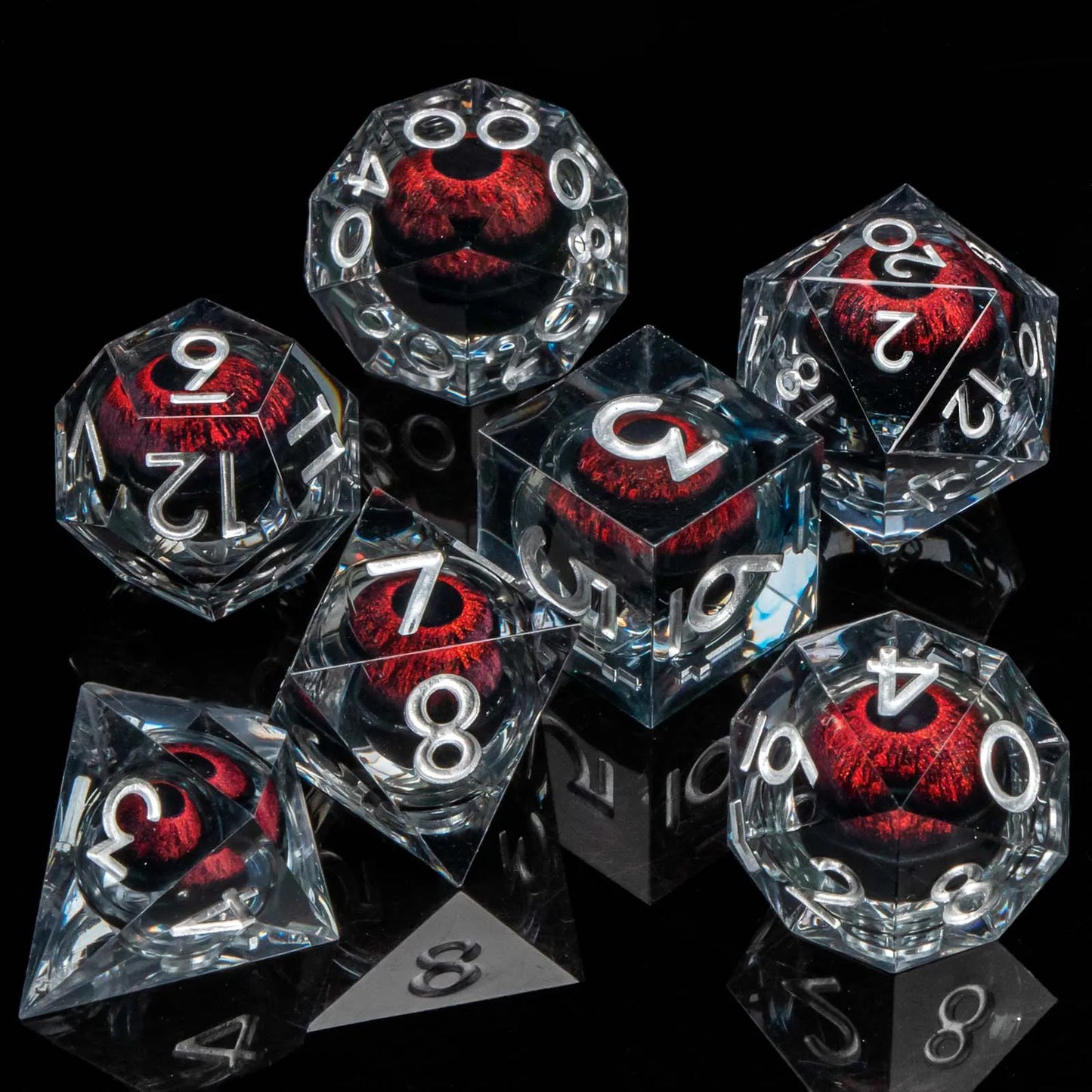 Creepy Eyes Resin Dice Set for DND 7 pieces