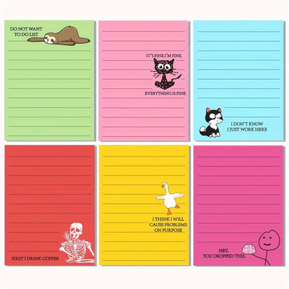 6 pack of Funny Office Humour Sticky Note Pads