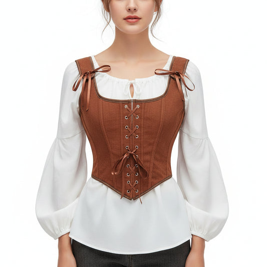 Victorian/Medieval Lace-Up Corset Women's Costume Top