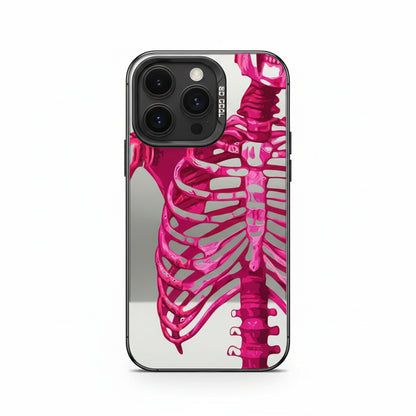 Pink skeleton iPhone case with black bumper