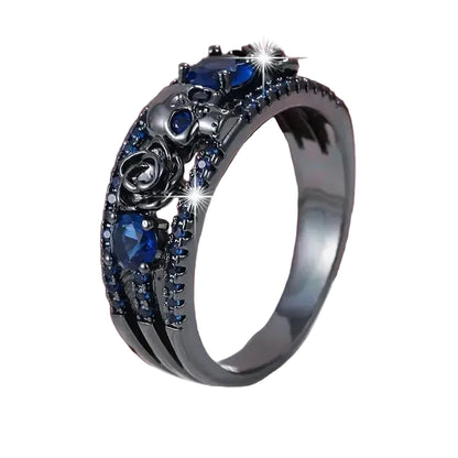 Punk Skull Flower Ring