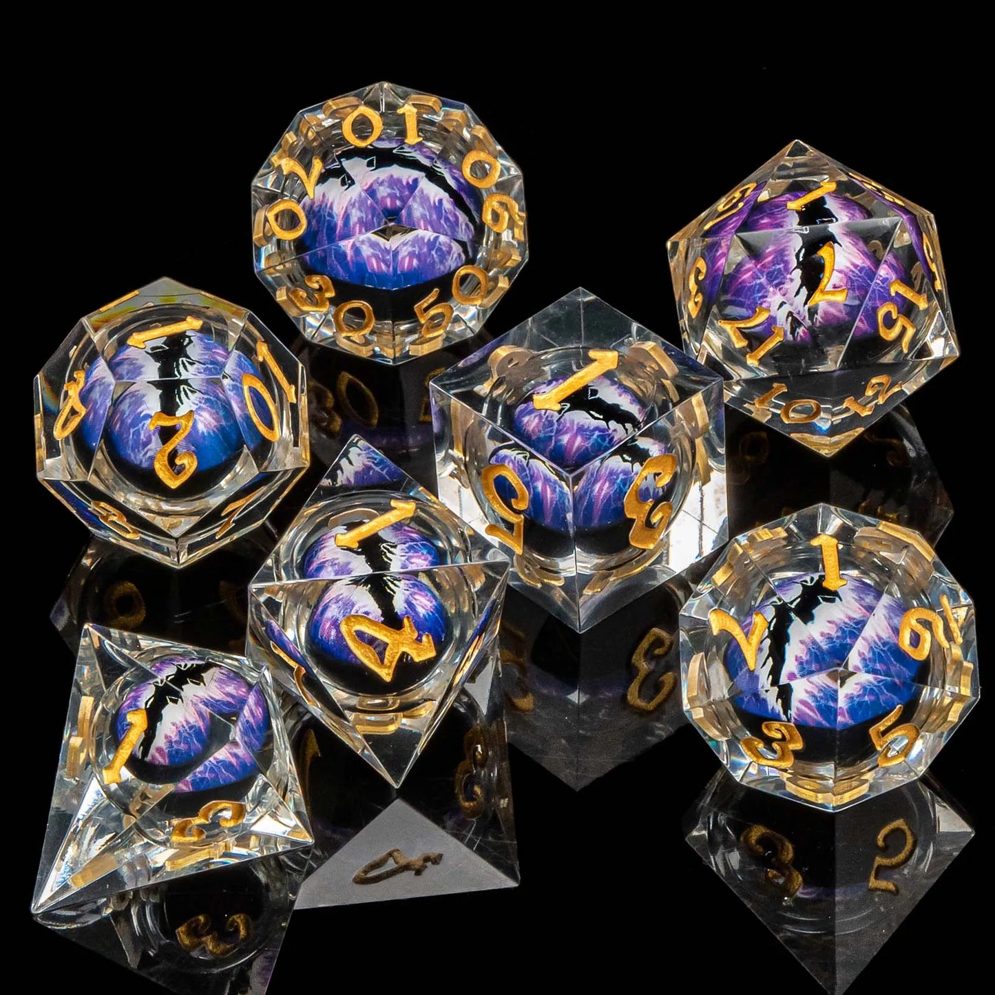 Creepy Eyes Resin Dice Set for DND 7 pieces