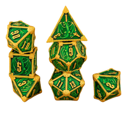 7 Piece Dice Set of Metal Dungeons and Dragons