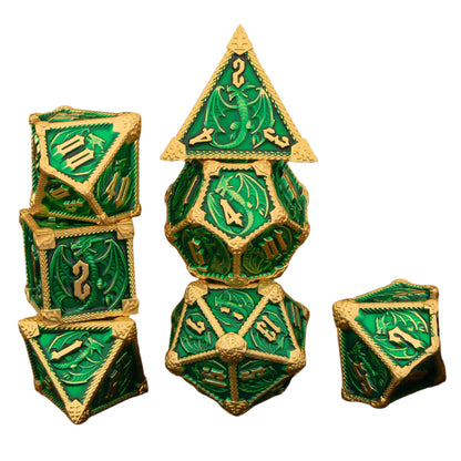7 Piece Dice Set of Metal Dungeons and Dragons