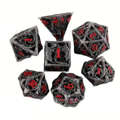 Hollow Dragon Metal Dice Set – 7-Piece RPG Dice