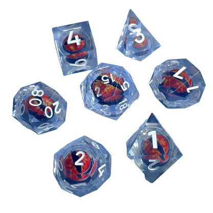 Suspended Eyeball 7 Piece Resin Dice Set