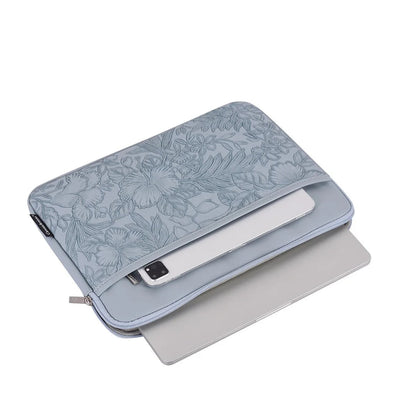 Floral Embossed PU Leather Laptop Bag