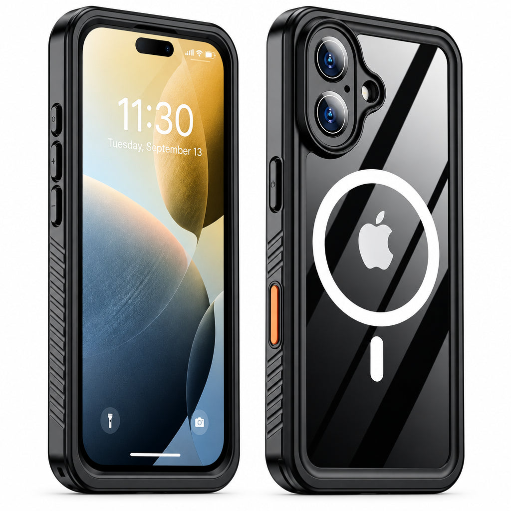 Magnetic full-body protective iPhone case with wireless charging compatibility