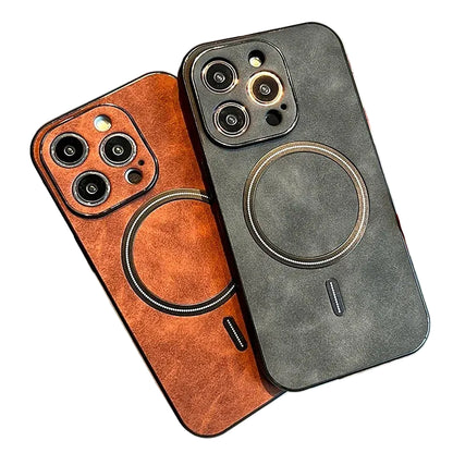 Luxury Faux Leather MagSafe Case (for iPhone)