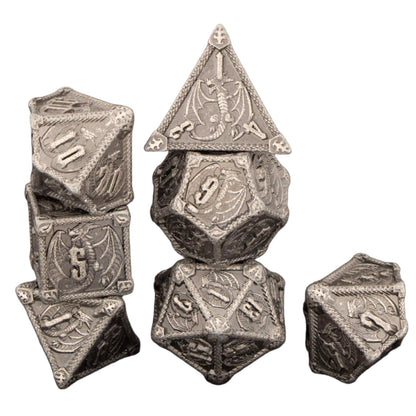 7 Piece Dice Set of Metal Dungeons and Dragons