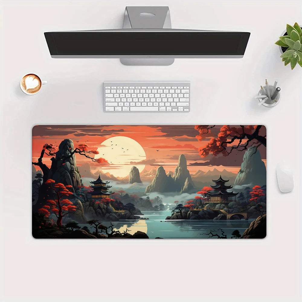 Cherry Blossom Landscape Desk and Keyboard Mat