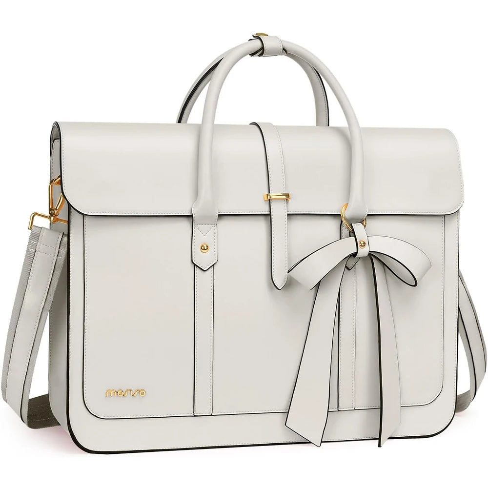 Bow PU Leather Briefcase Laptop Bag