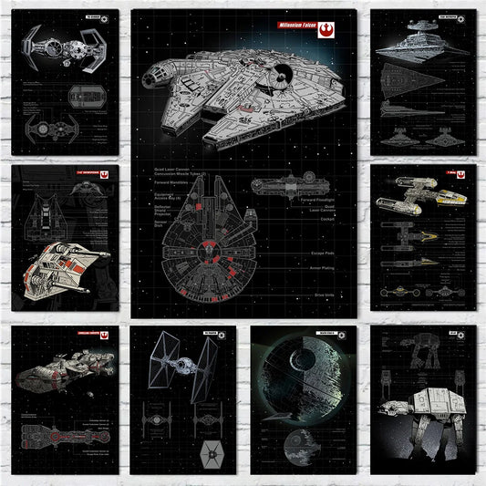 Space Ship Canvas Wall Art Prints of Star Wars Machines