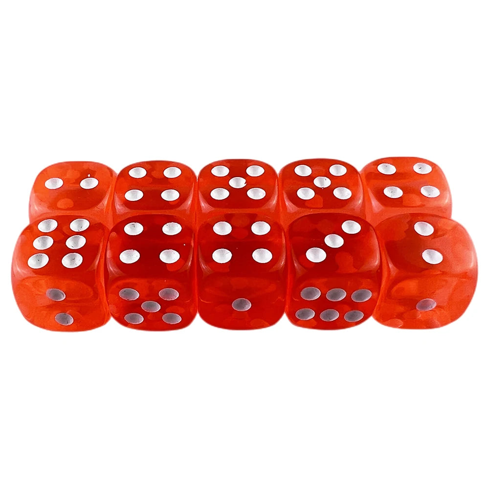 10pcs Transparent Colourful 6-sided Dice Set