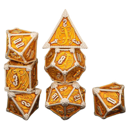 7 Piece Dice Set of Metal Dungeons and Dragons