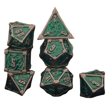 7 Piece Dice Set of Metal Dungeons and Dragons