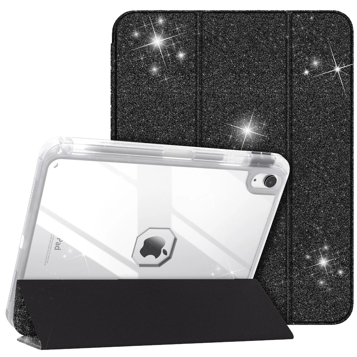iPad 10th Generation Case with Pencil Holder – Clear Back Tri-Fold Stand