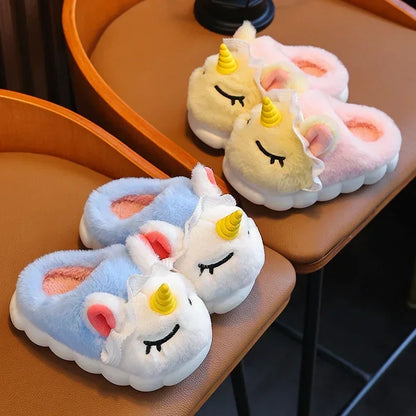 Kids Unicorn Plush Indoor Slippers