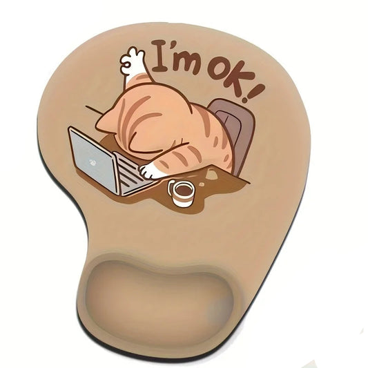 Coffee Cat Cute Ergonomic Wrist Rest Mouse Pad